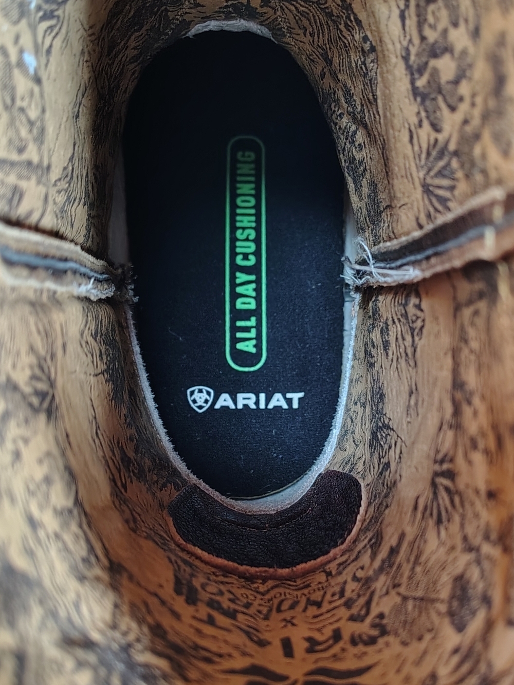 NWTs Ariat Hi Stepper Senero Pecan Brown Embossed Western Boots-size 9.5 EE - Picture 12 of 16